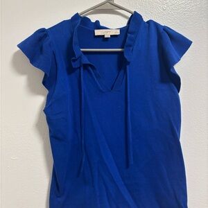 LOFT Vibrant Blue Flutter Sleeve Blouse